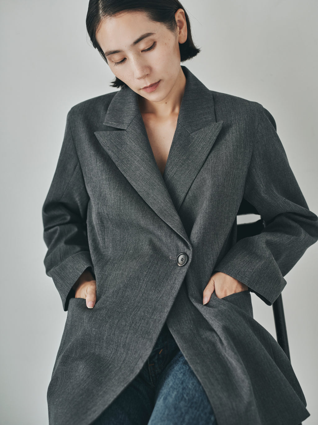 Melange Twill Belted Jacket