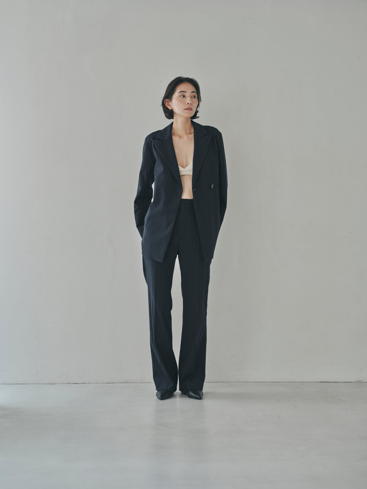 Fluid Pinstripe Belted Jacket