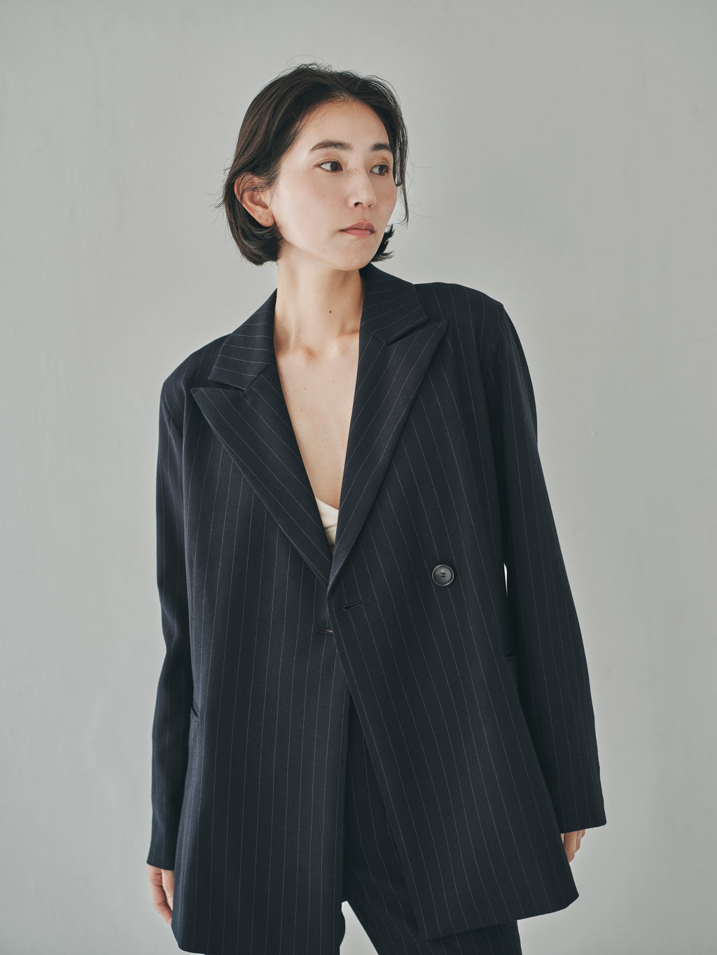Fluid Pinstripe Belted Jacket