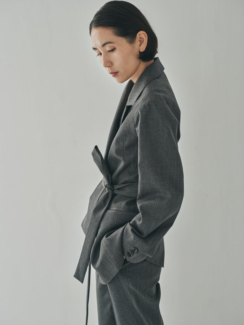 Melange Twill Belted Jacket