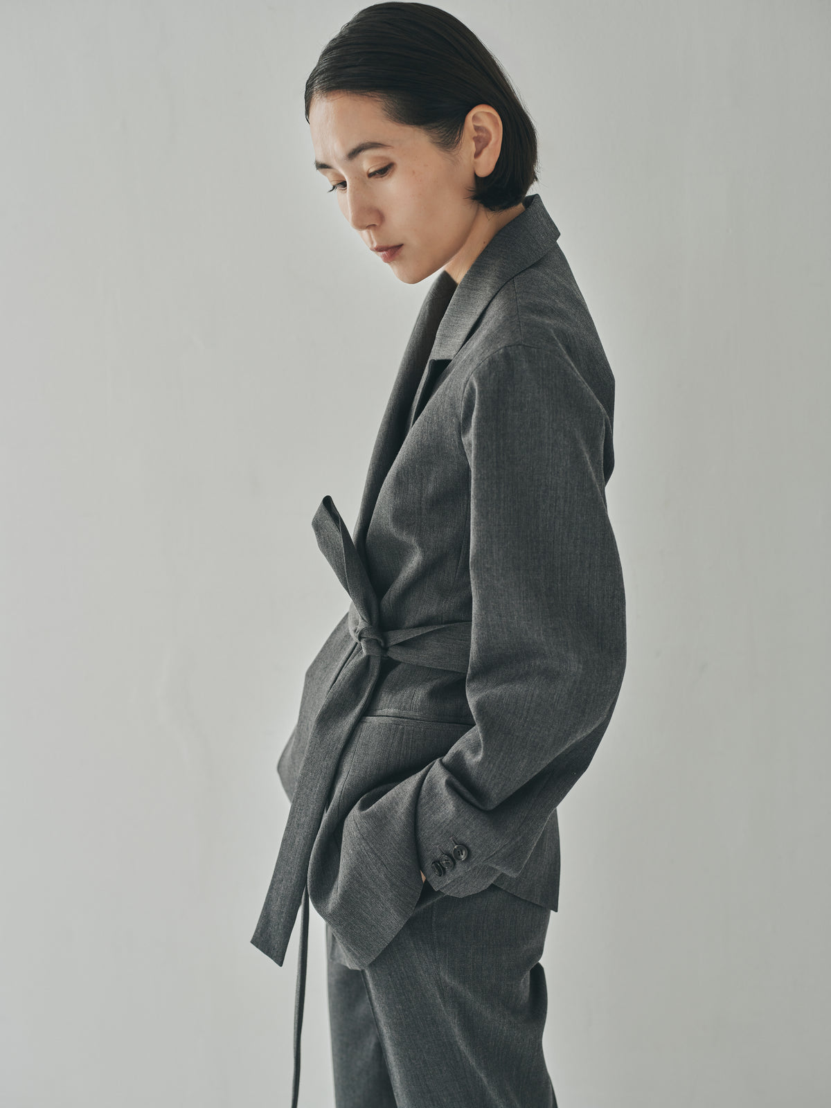 Melange Twill Belted Jacket