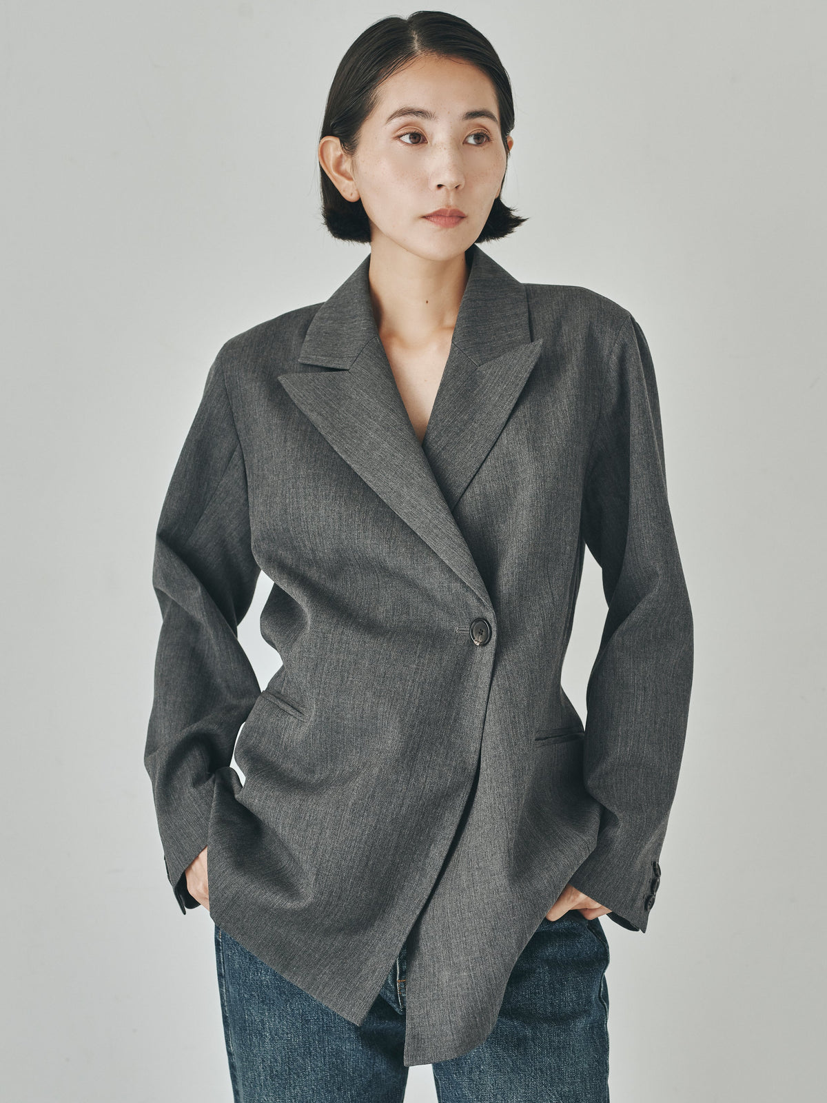 Melange Twill Belted Jacket